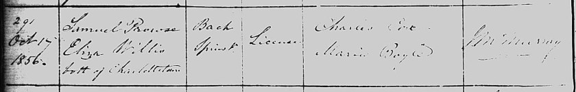 marriage - Samuel Prowse and Eliza Willis